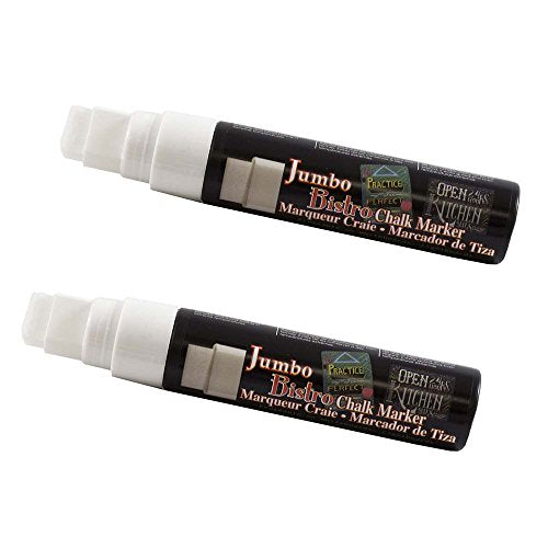 JAM PAPER Dustless Erasable Chalk Markers - Jumbo Point Liquid Chalk Marker - White - 2/Pack - color: White