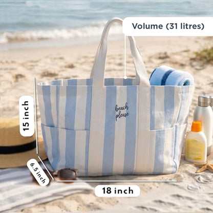 Folkulture Beach Tote Bags For Women, Beach Must Haves 2026-18x15 Inch | Waterproof,Sandproof, Large Tote Bags for Women, Swimming Pool, Beach Essentials, Simple Modern Pool Bag, Bolsos Para Mujeres - color: Beach Please