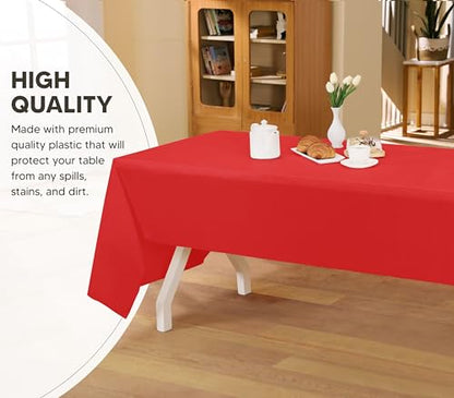 Utopia Kitchen Plastic Table Cloth Disposable [Red, 6 Pack] | Rectangle Tablecloth Waterproof Stain Resistant Party Table Cover - color: Red, size: 54X108 Inch - 6PC