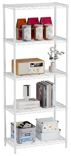 Golpart 5Tier Adjustable Storage Shelves Metal Wire Shelving Standing Shelf - color: White, size: 5-tier-12"Dx22"Wx59"H