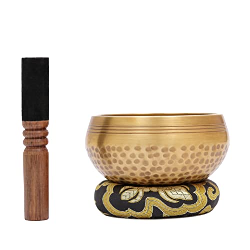Tibetan Singing Bowls Set~ Meditation Sound Bowl hand Hammered in Nepal For Yoga, Meditation, Mindfulness, Healing & Chakra balancing~ (4 inch (Black Cushion)) - size: 4 inch