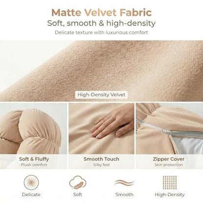 Pat. Pend. Long Body Pillow for Adults, 47 Inch, Beige - color: Beige, size: 47"x 7.87"