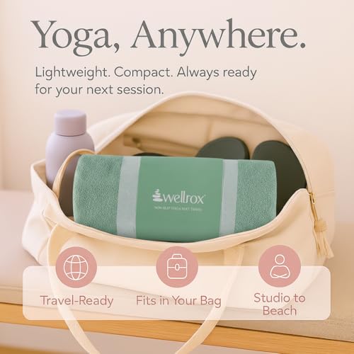 Wellrox Microfiber Yoga Mat Towel with Grip – Ultra Absorbent, Super Soft, and Quick Dry Hot Yoga Towel Non Slip for Pilates, Bikram, and Fitness Workouts (74” x 26”, Green) - color: Green