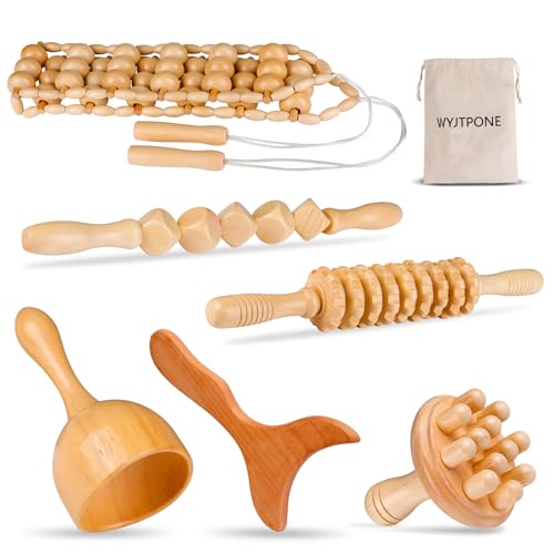 Wood Therapy Massage Tools 6-in-1 Lymphatic Drainage Massager Maderoterapia Kit,Wooden Massager Body Sculpting Tools,Wooden Gua Sha Kits,Body Contouring and Shaping - style: Back Massager+2Massage rollers+3Massage Sticks