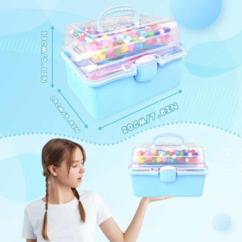 3000 Arts and Crafts Supplies for Kids Craft Kit Craft Box with Pipe Cleaners Arts and Crafts for Kids Age 4-6, 6-8, 8-12 DIY School Supplies Materials Set Toys Gifts for Girls Boys Toddlers, Blue - color: blue