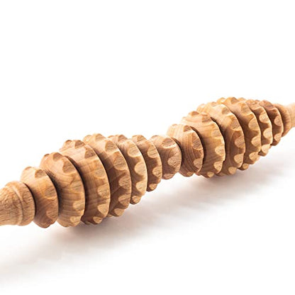 Tuuli Accessories - Oval Wooden Massage Roller, Multi-Functional Body Roller for Cellulite, Muscle Tension and Skin Health Support, Natural Massager for Women and Men