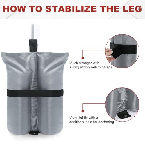 ABCCANOPY Canopy Weights 185 LBS Tent Sand Bags,4-Pack Gray(No Sand) - color: Gray, size: 185 LBS