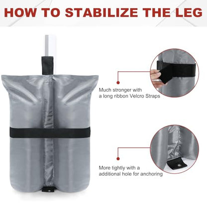 ABCCANOPY Canopy Weights 185 LBS Tent Sand Bags,4-Pack Gray(No Sand) - color: Gray, size: 185 LBS