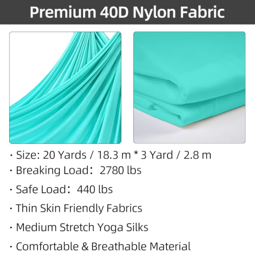 PRIOR FITNESS Aerial Silks Kit, SGS&CE Certified, 9/15/20Yards - color: Light Green, size: L(20 Yards)
