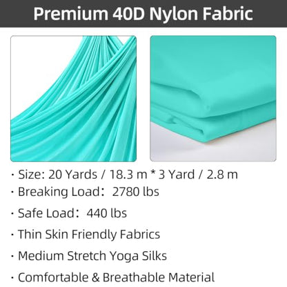 PRIOR FITNESS Aerial Silks Kit, SGS&CE Certified, 9/15/20Yards - color: Light Green, size: L(20 Yards)