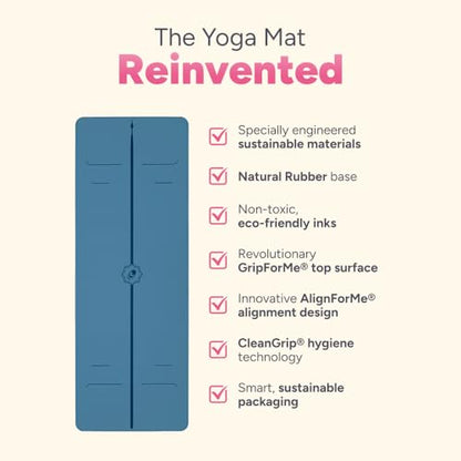Liforme Evolve Yoga Mat - Patented Alignment Design, Advanced Non-Slip Grip - color: Blue