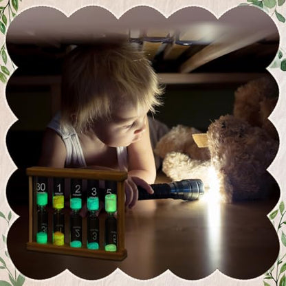 Halloscume 5 Pcs Glow in the Dark Sand Timer 0.5/1/2/3/5 Wooden Hourglass