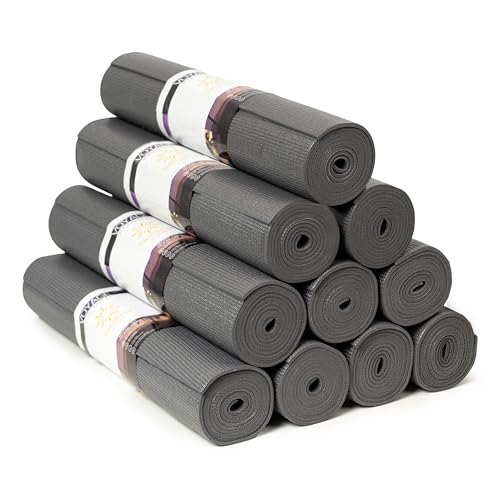 Voyage 5mm Studio Yoga Mats, 10 Pack, 72x24in - color: Charcoal