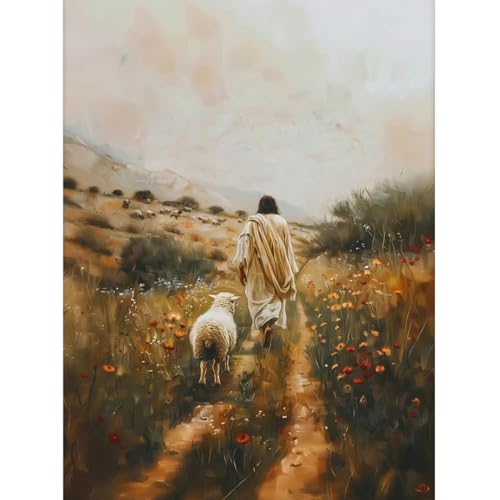 Christian Diamond Art Kit for Adult-Lost Sheep Diamond Painting Wall Decor | Round Drill Jesus Lost Sheep Diamond Painting for Beginner DIY Rhinestone 5D Diamond dots(Gemstone Craft)Wall Art Gift12x16IN - color: DP02463