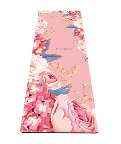 nuveti Yoga Mat Print Extra Thick TPE Non Slip Fitness Exercise Mat with Carrying Bag,72"x24" Extra Thick 6MM Exercise & Workout Mat for Yoga, Pilates Fitness and Floor Exercises - color: Flower-D