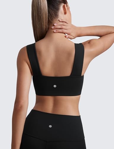 CRZ YOGA Butterluxe Wide Strap Sports Bras - color: Black, size: Large