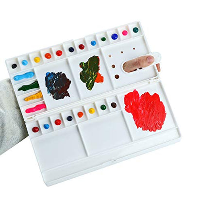 Transon Large Paint Palette Box 29 Color Mixing Wells with 1 Liner Brush - size: 29 Wells