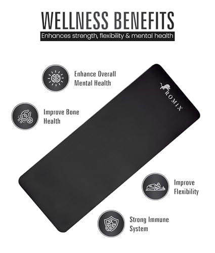 ROMIX Yoga Mat Thick 10Mm, Non-Slip Exercise Mat, 72 X 24 In, NBR - color: Black