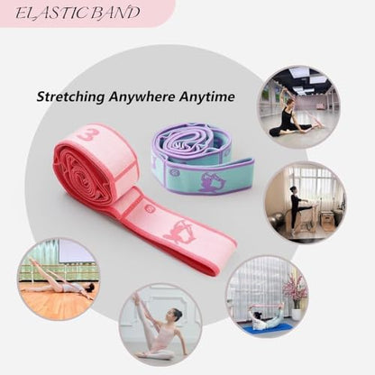 Multi-Loop Stretch Band - Yoga, Pilates, Ballet, and Physical Therapy Stretching Strap for Flexibility, Leg Stretching, and Exercise - Durable Stretching Equipment - color: Pink+Blue (8 Loops)