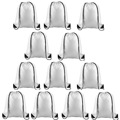 KUUQA 12 Pcs White Drawstring Backpack Bags - color: White