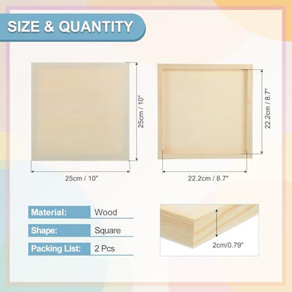 MECCANIXITY 6 Pack Wood Canvas Boards, 10x10 Inch Art Canvases Square Unfinished Wood Panel for Painting, Crafts, DIY Projects, Pouring Art - size: 10x10 Inch