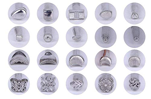 DUJISO 20 PCS Leather Stamping Tool Leather Carving Working Saddle Making Tools DIY Leather Craft Stamps Set DIY Hammer