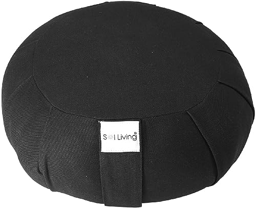 Meditation Cushion Sol Living Yoga Floor Pillow 100% Cotton Floor Cushion Removable Cover Firm Comfort Yoga Floor Cushion Seating for Adults Machine Washable Zafu Meditation Pillow Pouf Bolster Pillow - color: Black