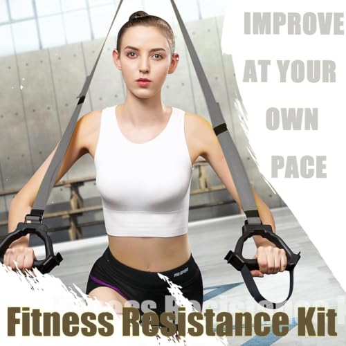Bodyweight Resistance Training Straps, Home Gym Fitness Trainer kit - color: Gray