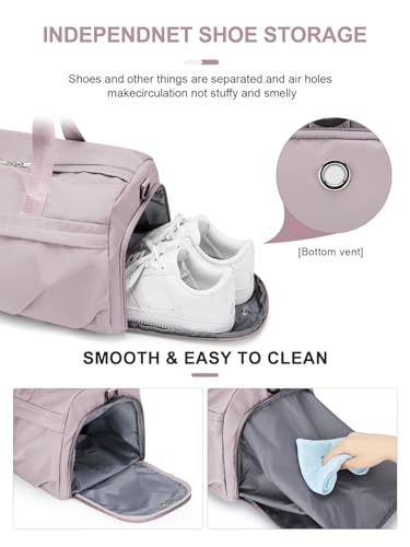 Gym Bag for Women with Shoe Compartment, Sport Travel Duffel Bag for Men - color: Pink