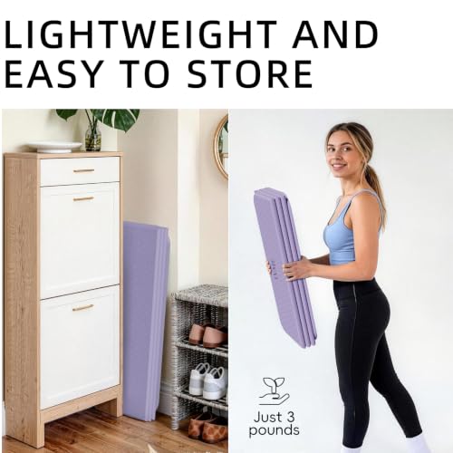 Foldable Yoga Mat 74"x47.2"x 0.4" – Large Yoga Mat - color: Light purple