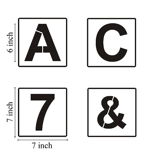 Alphabet Letter and Number Stencils 7 Inch - 40 Pack Large Letters and Numbers Stencil Templates with Signs for Painting on Wood, Reusable Letter Stencils for Chalkboard Signs & Wood Wall Art - size: 7 Inch