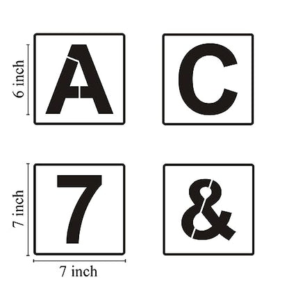 Alphabet Letter and Number Stencils 7 Inch - 40 Pack Large Letters and Numbers Stencil Templates with Signs for Painting on Wood, Reusable Letter Stencils for Chalkboard Signs & Wood Wall Art - size: 7 Inch