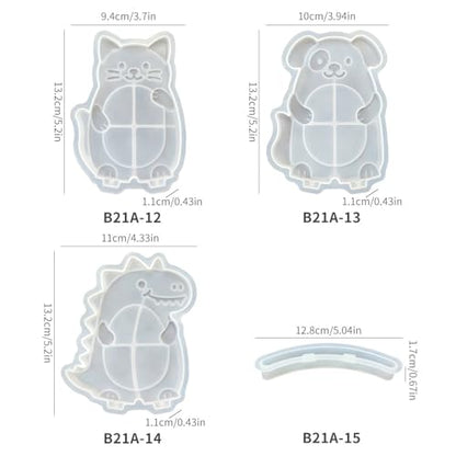 Silicone Resin Mold for Moving Photo Frame, DIY Rocking See-Saw Picture Frame Molds with Dinosaur, Kitten & Puppy Shape, Stand Holder for Resin Casting, Personalized Home Decor Handmade Gifts (4 PCS) - size: Cat&Dog Photo Frame