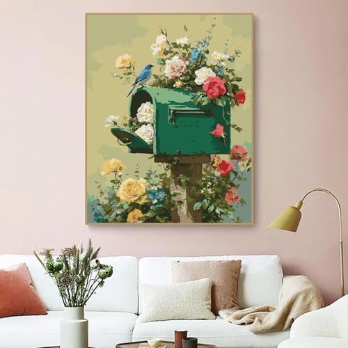 ZRIZQ Paint by Numbers Kit for Adults Beginner,Flowers Mail,16x20 | Full set with wooden brushes,rolled canvas,rich paints.Calming activity.Beginner friendly.Just open and paint. - color: 16"X20"Rolled Canvas(Frameless)-Flowers 18