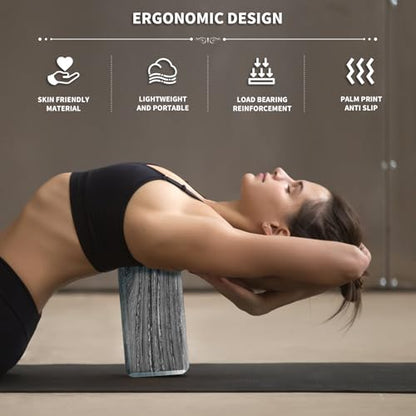 2-Pack Yoga Blocks, High-Density 9"x6"x3" Yoga Brick Foam Blocks Non-Slip EVA Foam Block Yoga Props Accessories for Yoga Pilates Stretching and Meditation - color: Camo Black