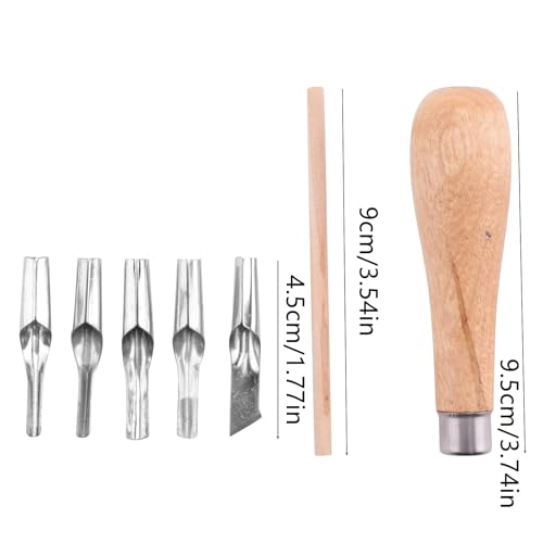 Peenbbop Rubber Stamp Carving Tools Set with 5 Blades & Wood Handle | For block cutting & printmaking, ideal for DIY art, craft and carpentry, perfect for beginners and amateurs