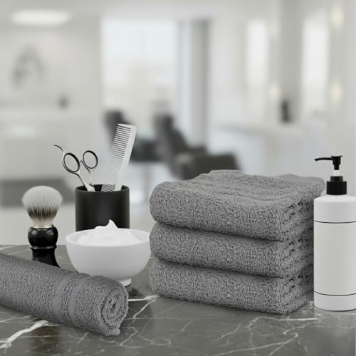 24 Pack Dark Grey Hand Towels 100% Cotton Spa Towel – 16x27 inches Highly Absorbable Facial Towels Gym, Hair, Face, Bulk Small Towels (Not Bleach Proof) - color: Grey, size: HAND TOWEL PACK OF 24 16X27