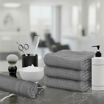 24 Pack Dark Grey Hand Towels 100% Cotton Spa Towel – 16x27 inches Highly Absorbable Facial Towels Gym, Hair, Face, Bulk Small Towels (Not Bleach Proof) - color: Grey, size: HAND TOWEL PACK OF 24 16X27