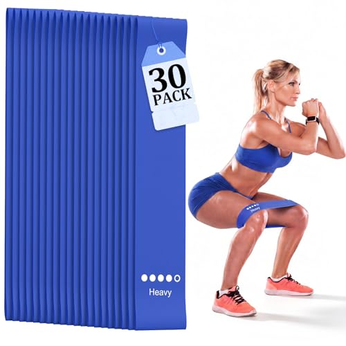 Shappy 30 Pcs Mini Resistance Band Bulk Exercise Bands for Women Men Resistance for Leg Workout Gym Home Gym Strength Training Yoga Glutes - color: Blue