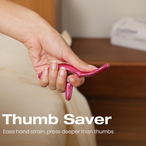 lifechill Trigger Point Massage Tool for Pain Relief Deep Tissue, Gua Sha & Muscle Scraper Tool for Full Body, Thumb Saver Acupressure Tool Relieve Muscle Knots (Rose Red) - color: Rose Red
