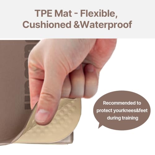 Foldable Yoga Mat 75"x31"x0.24" Portable Exercise Mat - color: Brown+Apricot