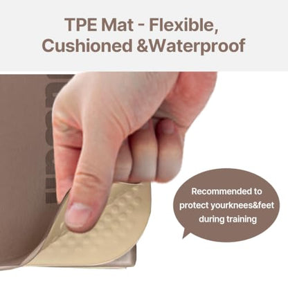 Foldable Yoga Mat 75"x31"x0.24" Portable Exercise Mat - color: Brown+Apricot
