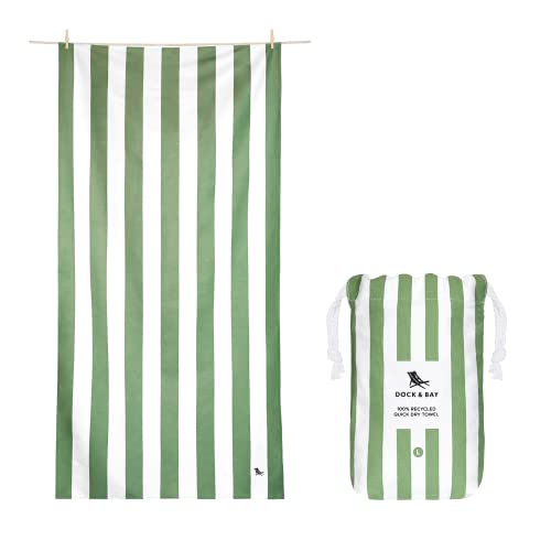 Dock & Bay Quick Dry Beach Towel - Cabana - Cayman Khaki - Extra Large | Sand-Resistant, Includes Travel Bag, Lightweight & Compact, 100% Recycled DryQ Fabric, Extra Large (200x90cm, 78x35") - color: Cabana - Cayman Khaki, size: Extra Large (200x90cm, 78x