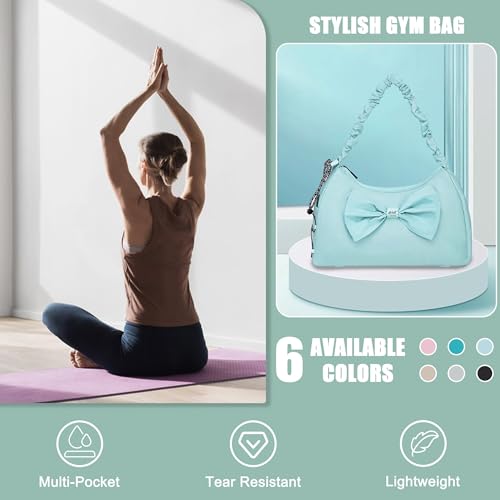 WOLT Gym Bag For Women, Yoga Mat Bag with Shoes Compartment, Wet Pocket and Water Bottle Pocket - color: Lightblue