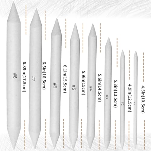 Blending Stumps Tortillions Set With Sandpaper, Pencil Sharpener, Pencil Extension Tool, Eraser for Student Sketch Drawing Tools