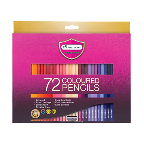 MASTERART Colored Pencils 72 Colors for Kids and Adults Coloring, Free Sharpener in the box