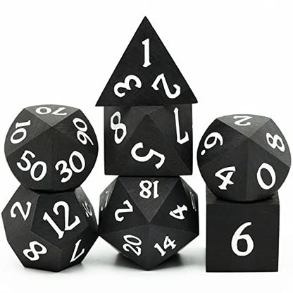Ebony Wood DND Dice Set Wooden Polyhedral Dice Set for Tabletop Game - color: Ebony Wood