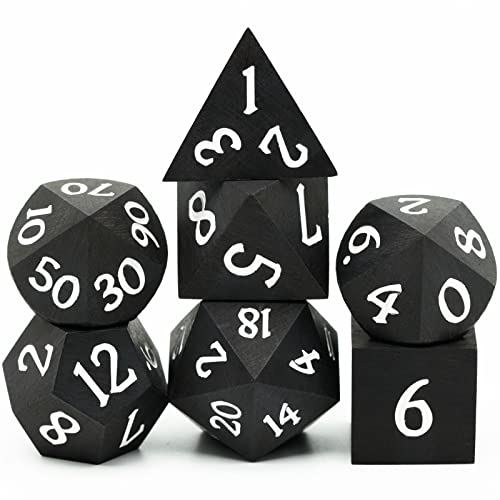 Ebony Wood DND Dice Set Wooden Polyhedral Dice Set for Tabletop Game - color: Ebony Wood