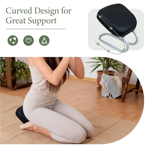 Kneeling Meditation Stool, Prayer Bench Adjustable Height, Portable Meditation Bench, for Studio Praying Prayer (Black C) - color: Black C