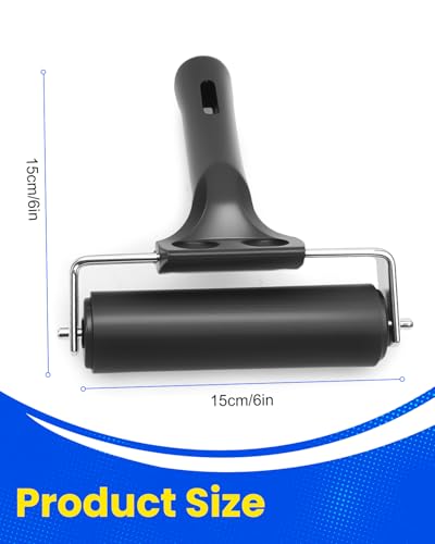 UCEC 1+7 Pack Brayer Roller for Printmaking 6 Inch & Linocut Block Printing Kit – Includes 5 Soft 4" x 6" Linoleum Blocks and Lino Cutting Tools with 6 Blades Universal Size, 4’’ Brayer Roller, Comple